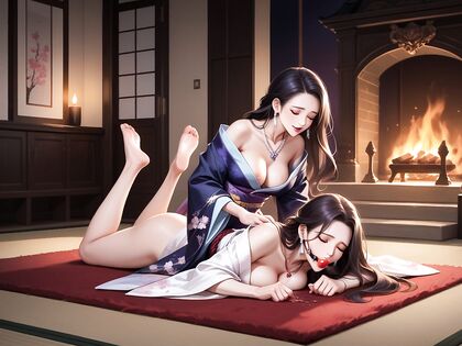 Kimono Futanari Drips Vagina Juice on Legs During  Hentai Orgasm
