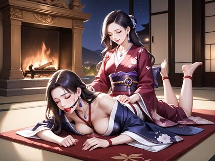 Nighttime ProneBone Picture by the Cozy Fireplace in Hentai Bliss
