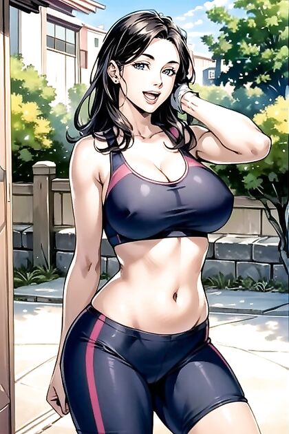 Japanese Comic Girl 18+ in Sport Bra for Hot Hentai Picture