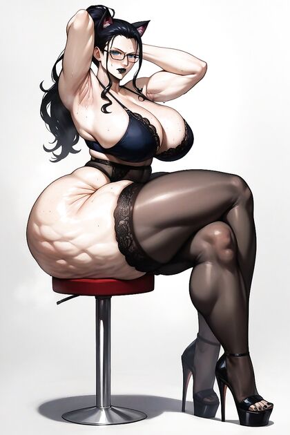 Oiled Skin and Black Fingernails in Seductive Full Body Hentai Picture
