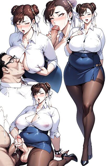 Teacher in High Heels Dominates Ugly Man in Horny Hentai Image