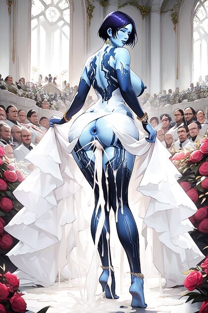 Cross-Eyed Bride Gets Her Skirt Lifted by Eager Wedding Guests in Hentai Picture