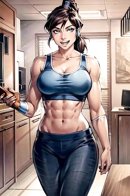 Korra from The Legend of Korra in a Sexy Sport Bra for Steamy Hentai Picture