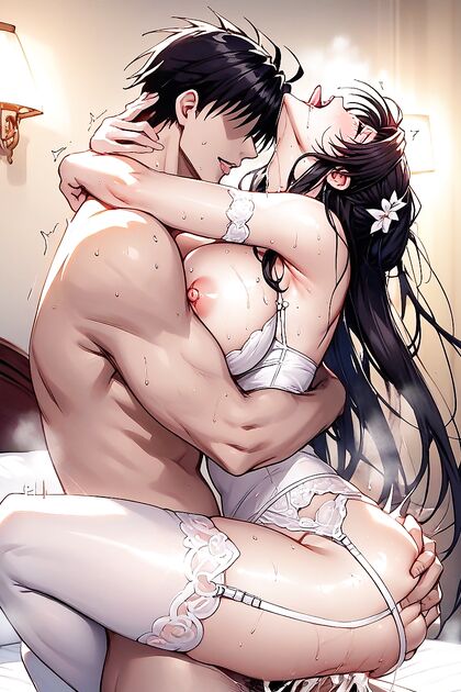 Curvy Bride in Wedding Dress Drools During Steamy Hentai Picture