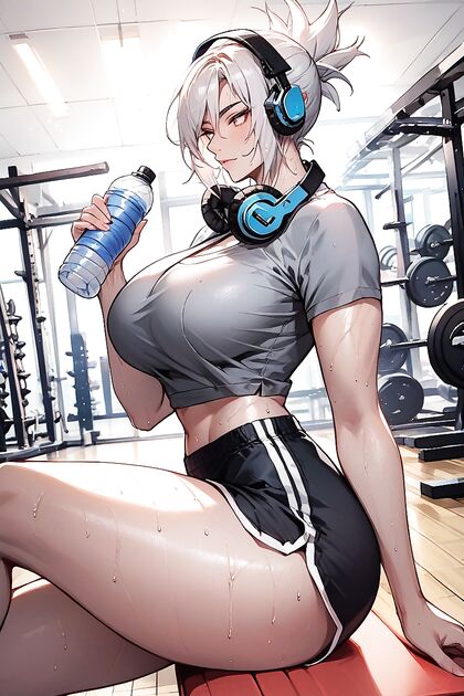 Riven's Tight Black Gym Shorts Show off Her Big Firm Ass in Hentai Picture