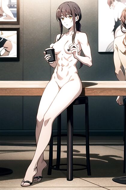 Naked Small Breasted Girl 18+ Serves Coffee in Steamy Hentai Picture