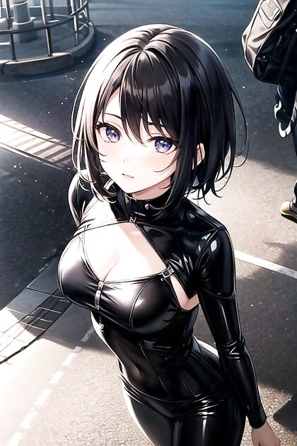 African Beauty with Short Hair Nails It in Busty Hentai Picture