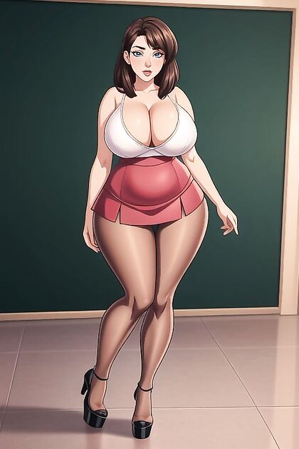 Thick-Thighed Milf Shows Off Her voluptuous Figure in Seductive Hentai Images
