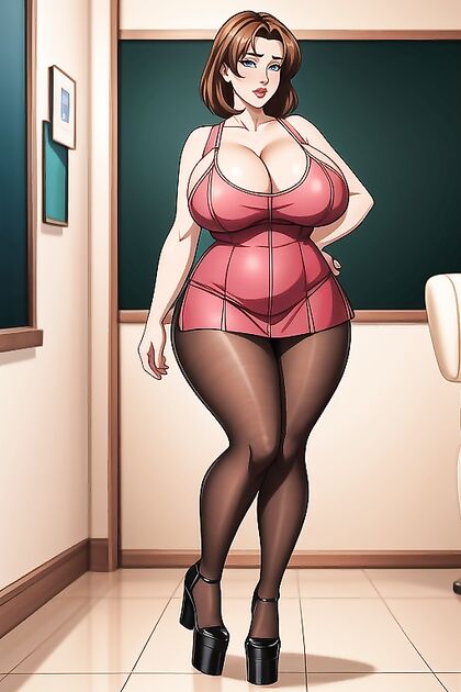 Full Body View – Tight Miniskirt and Pantyhose in Seductive Hentai Picture
