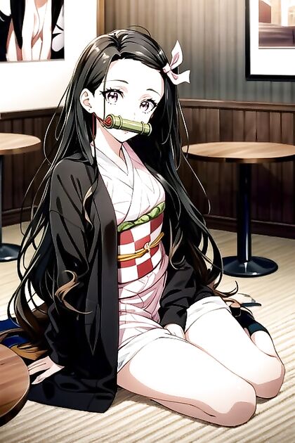 Nezuko from Demon Slayer Gets Intimate While Sitting Naked in Seductive Hentai Image