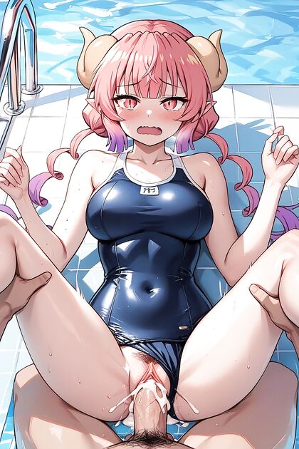 Tight Dark Blue School Swimsuit POV Missionary for Explosive Hentai Orgasms