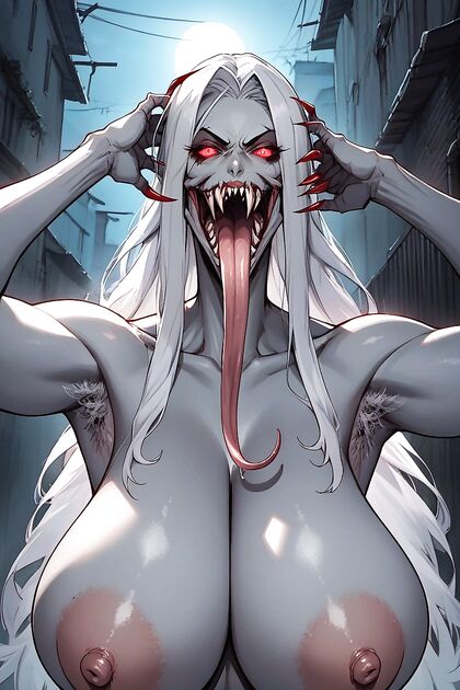 Detailed Hentai Porn with Grey-Skinned Beauty andSharp Teeth
