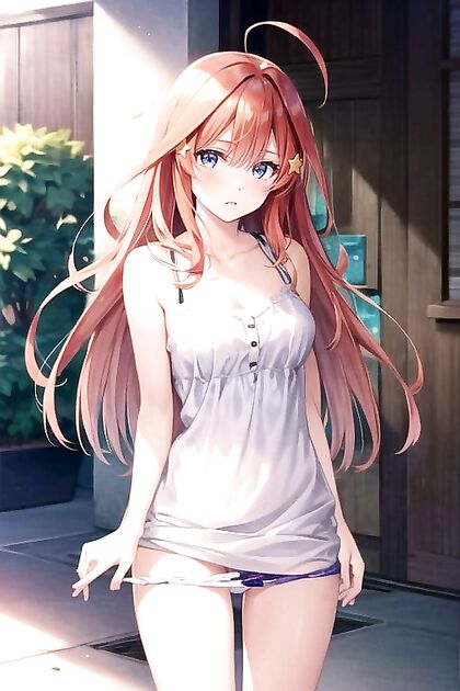 Itsuki from Gotoubun no Hanayome Seductively Pulling Down Her Panties in Hentai AI Picture