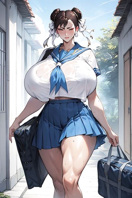 Sweaty with Gigantic Breasts in naughty Hentai Fun