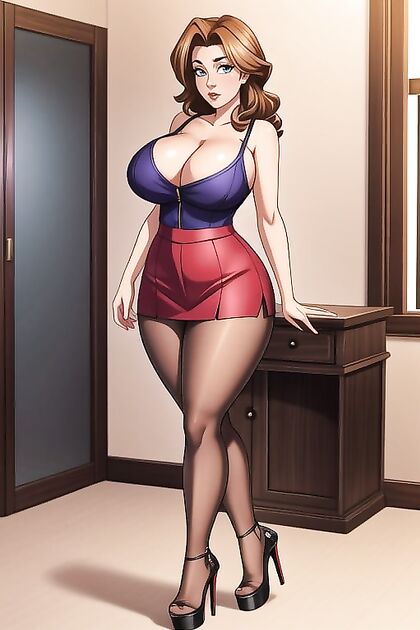 Stepmom in Seductive Pantyhose Stares ly into the Camera for Naughty Hentai Fun