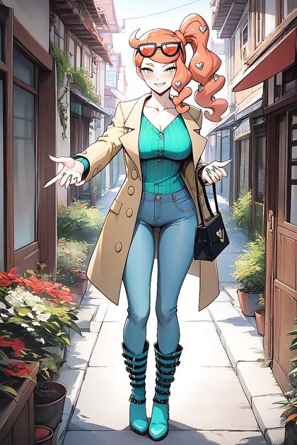 Hand Points at You While Wearing Boots and Ribbed Shirt in hentai Picture