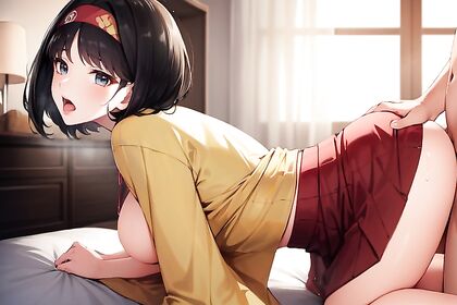 Blue-Haired Babe Reaches  Orgasms in 18+ Hentai Picture
