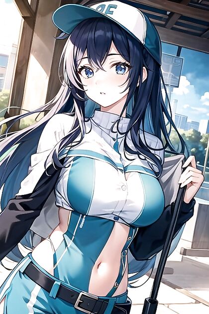 Hot Baseball Babe in Crop Top Shows Off Navel in Steamy Hentai Picture