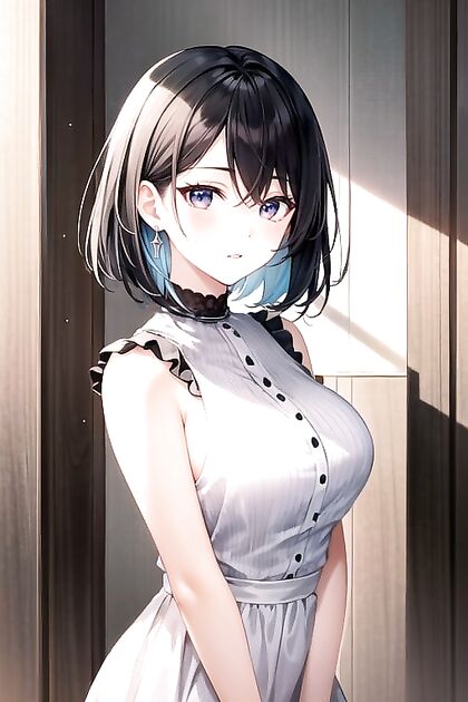 Busty Chick with Short Hair Shows Off Her Assets in Busty Hentai Image