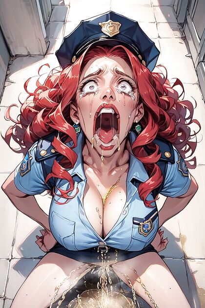 Police Officer Spreads Her Legs Wide with Seductive Eyes in Hentai Picture