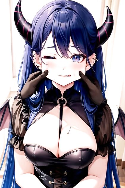 Goth Girl 18+ in Form-Fitting Clothes Gets Her Cheeks Pinched in Hot Hentai Picture