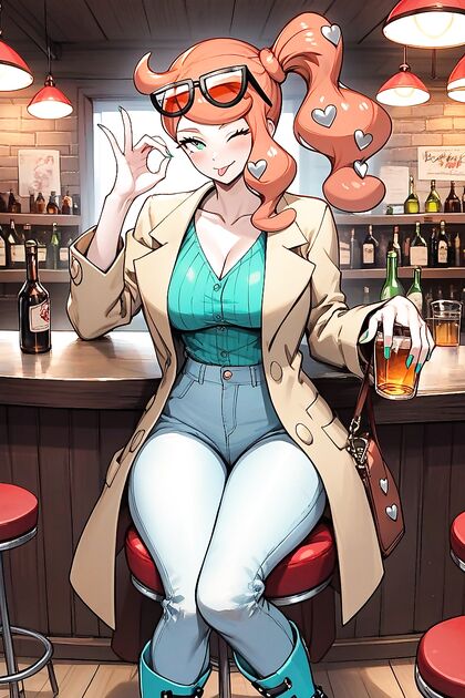 Rounded Breasts and Long Eyelashes in Seductive Pants Hentai Picture