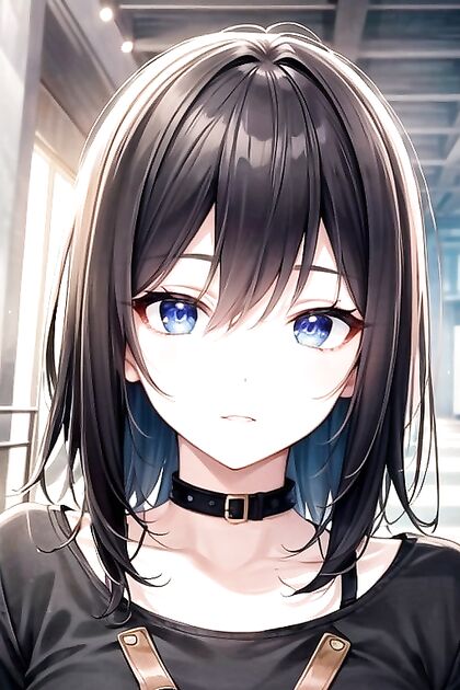 African Beauty with Very Short Hair inErotic Front View Hentai Picture