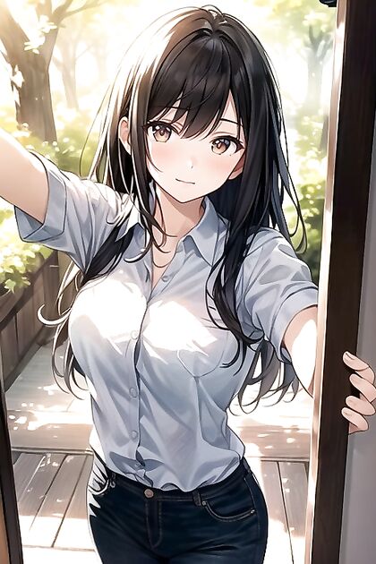 Warm Anime Brown-Eyed Beauty Takes Sexy Selfies in Hentai Picture