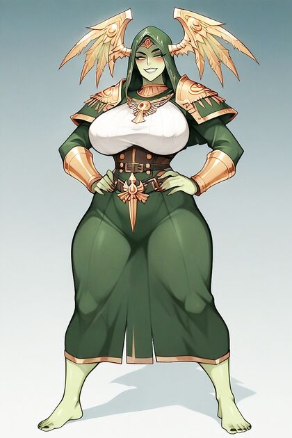 Front-View Warhammer Model Seduces in Sultry Hentai Picture