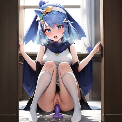 Dawn from Pokémon Gets Pleasured with Dildo in Full-Body Hentai Images