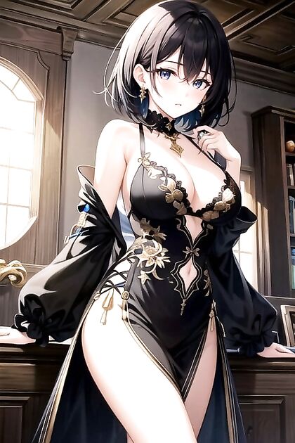 Busty African Beauty with Short Hair in Erotic Hentai Picture