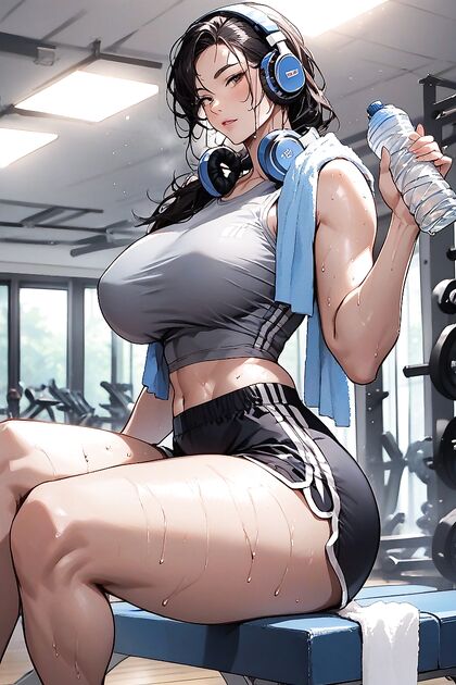 Seductive Gym Babe with Thick Thighs and Tight Black Shorts Shows Off