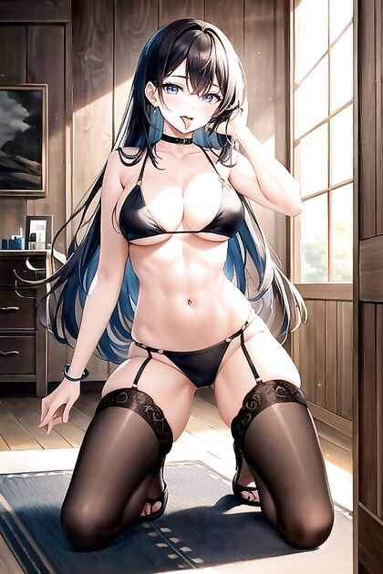 Navel Licking Fun with Seductive Stockings in Erotic Hentai Picture