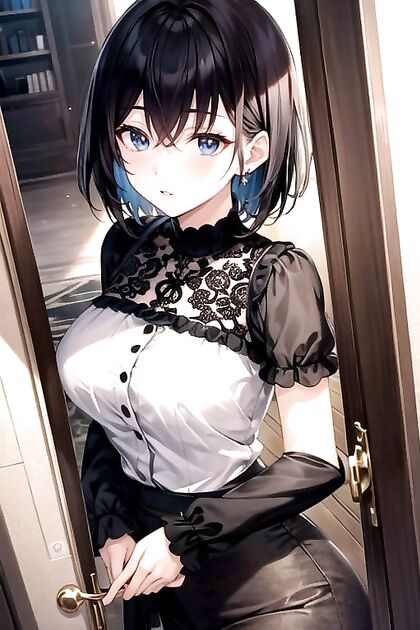 Busty African Beauty with Short Hair in Seductive Hentai Picture