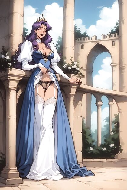 Purple-Haired Beauty in Lace Panties Shown in Multiple Views for Ultimate Hentai Pleasure