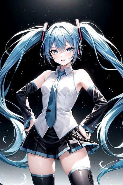 Hatsune Miku Strikes a Pose with Hands on Hips inMind-Blowing Hentai Picture