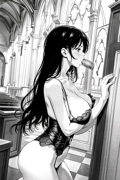 Naked Church Image with Puffy Nipple in Steamy Hentai Picture