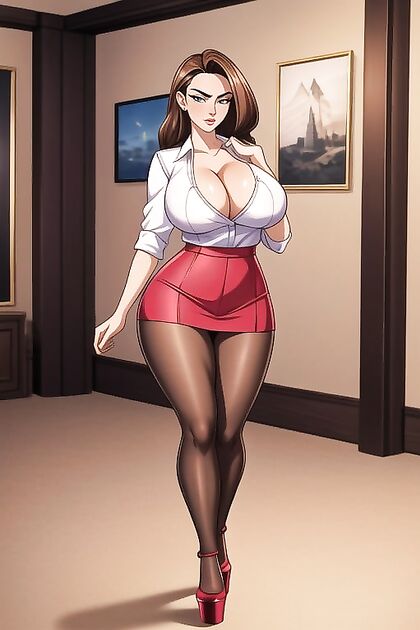 BritishSecretaryinPantyhosewithGiganticFakeBreastsHentaiOrgasmAdventures