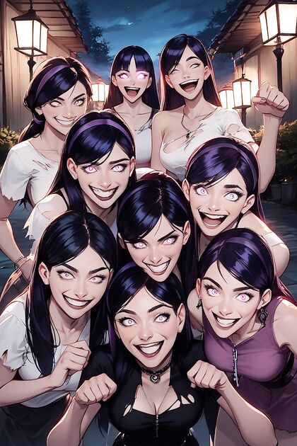 Glowing-Eyed Beauties Enjoy  Pleasure from an Overhead View Hentai AI Porn