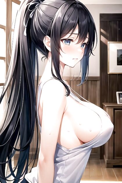 Sweaty Nipple Twisting Picture in Solo Hentai Masturbation Images
