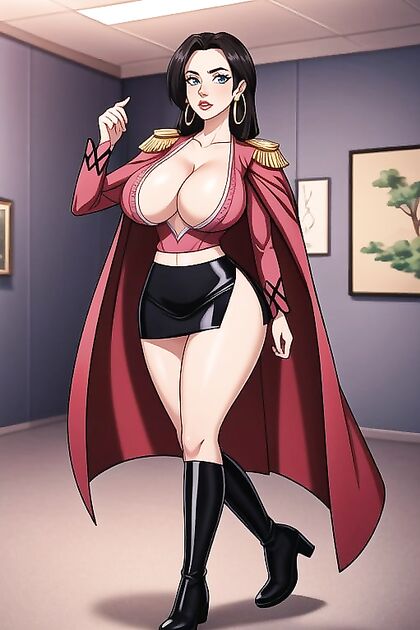 Boa Hancock's Bosom Nearly Bursting From Her Shirt in One Piece Hentai Ecstasy