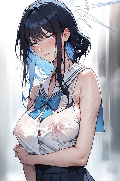 Saori from Blue Archive Seduces with Blue Inner Hair in Steamy hentai Images