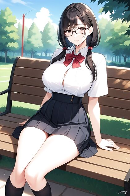 Waist-Shot Picture in the Park with Black Skirt Hentai Pleasure