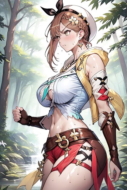Beautiful Eyes Gleam as Shiny Skin Peeks Through Ripped Clothes in Hentai AIPorn