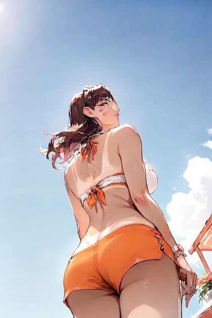 Dva from Overwatch Gets Wild on the Balcony in Rear View Hentai Picture