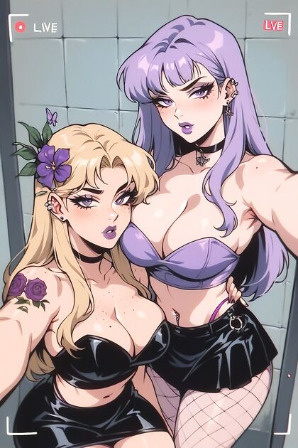 Pierced Nipples and Deep Cleavage in Mirrored Selfies – Hentai AI Picture