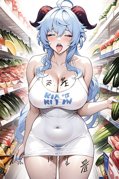 Tongue-Out Temptress Drenched in Pussy Juice with Blue Lipstick Hentai Fun