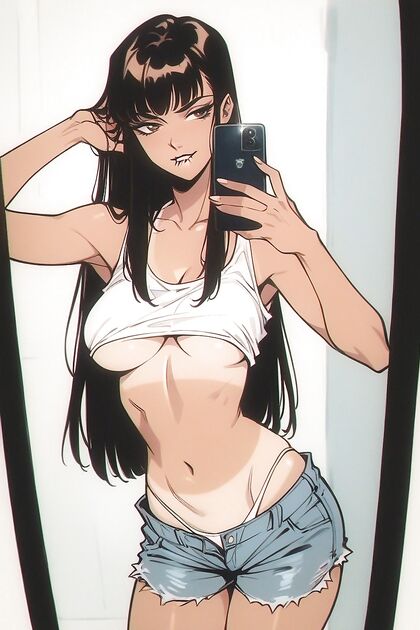 Horny Chick with Bikini Tan Lines and Medium Breasts in Seductive Hentai Picture