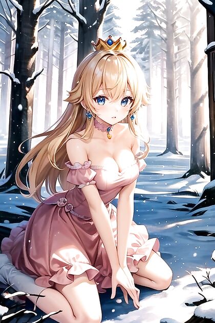 Princess Peach Kneels Submissively in Steamy Dutch Hentai Picture