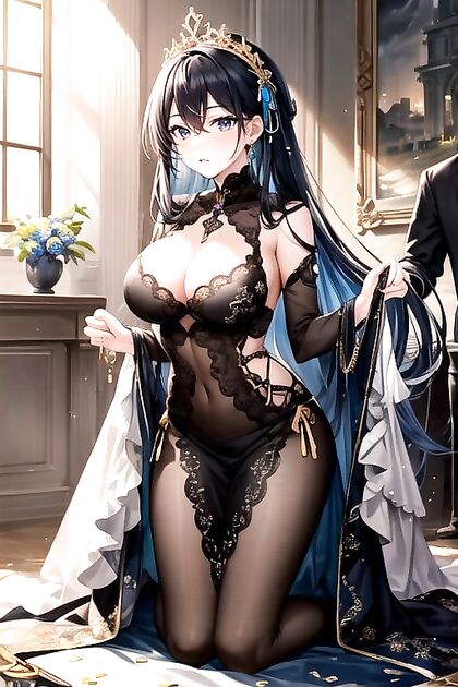Kneeling Before Her King for Royal Breeding in HentaiAIPorn
